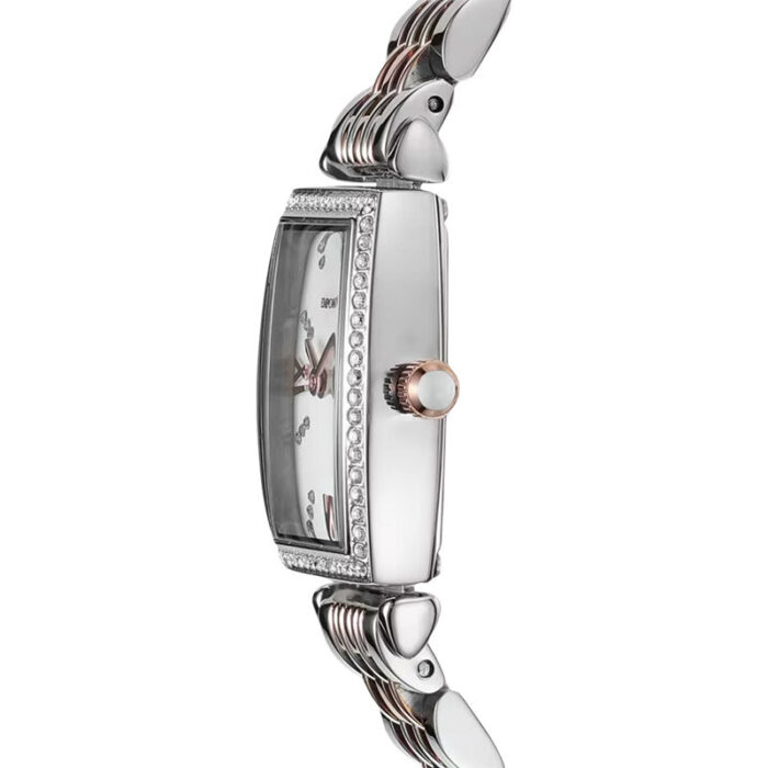 Emporio Armani Gianni T Bar White Mother Of Pearl Dial Two Tone Steel Strap Watch For Women - AR11519 - Image 4